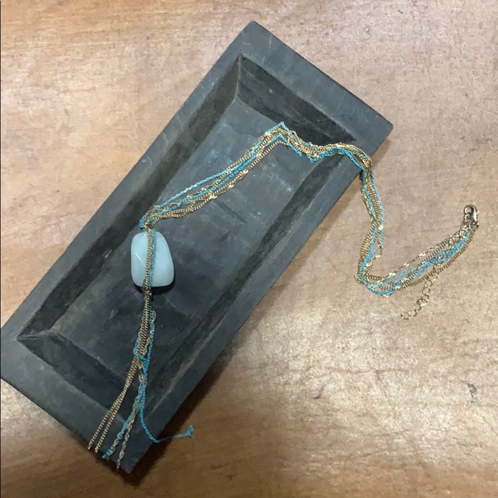 Teal and gold necklace